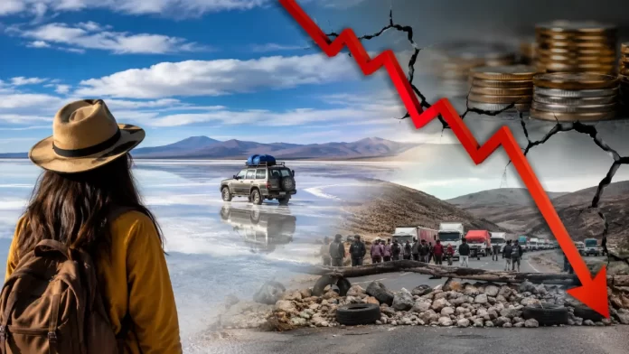 Turistas en el Salar de Uyuni, principal destino boliviano afectado por los bloqueos que generaron pérdidas de $us 3.000 millones en el sector turístico en 2026